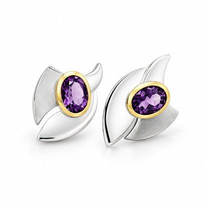 Blue Topaz and London Blue Topaz earrings in sterling silver, style E9328 - view 4