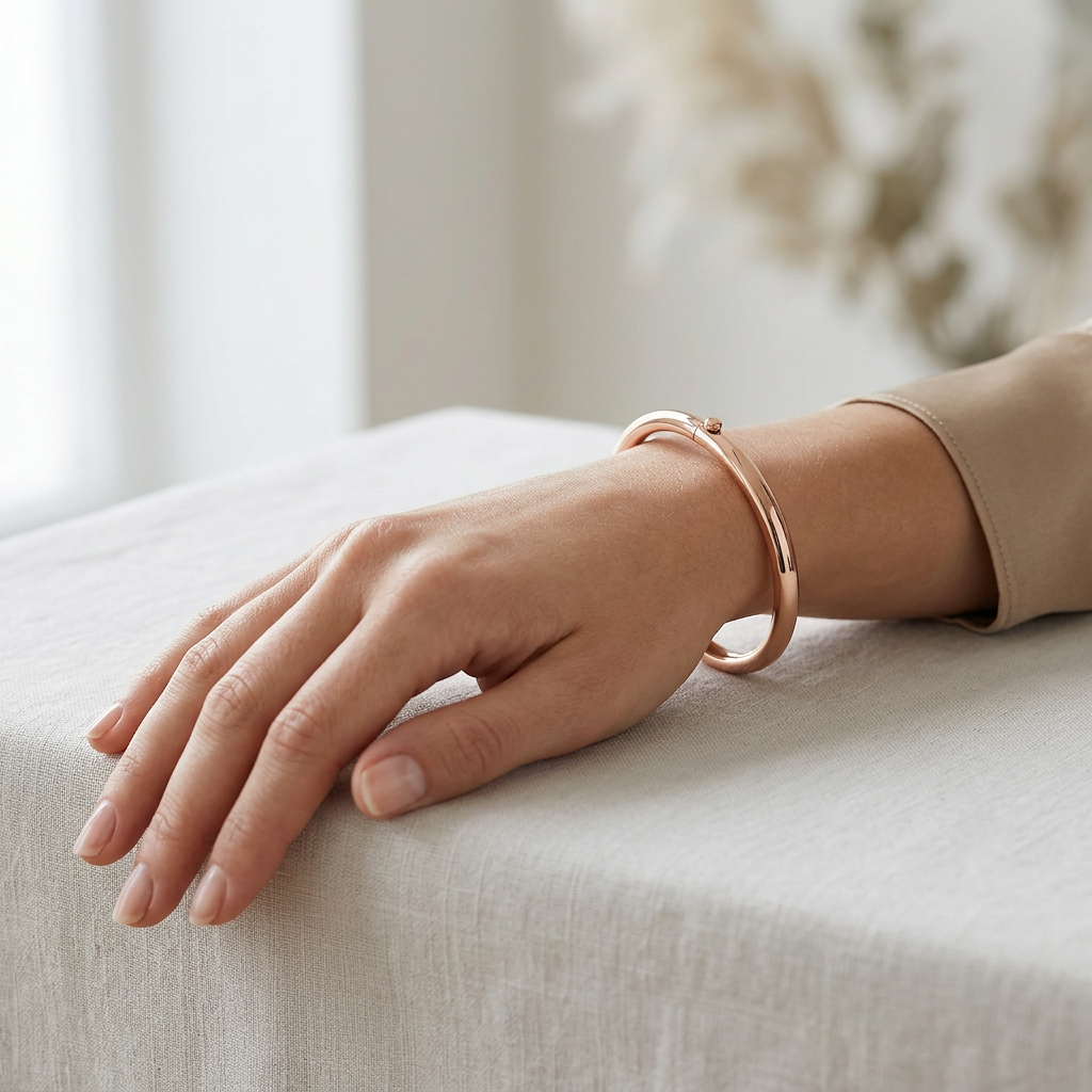 Bangle Bracelet in Rose Gold Plated Sterling Silver | BA691