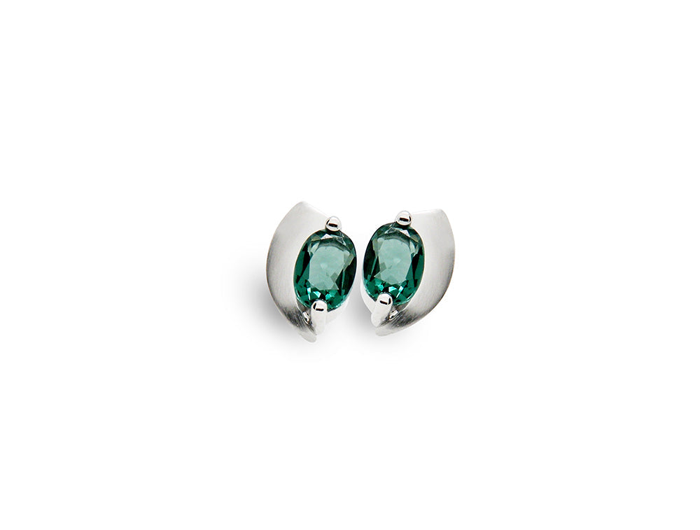 Oval Gemstone Earring E9298 - E9298 Green Quartz - Earring