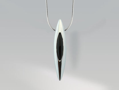 Black Onyx and White Agate pendant in sterling silver, style P4330