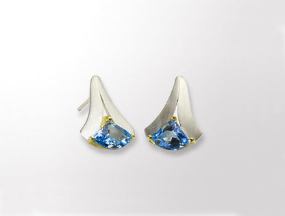 Blue Topaz and Garnet earrings in sterling silver, style E7826