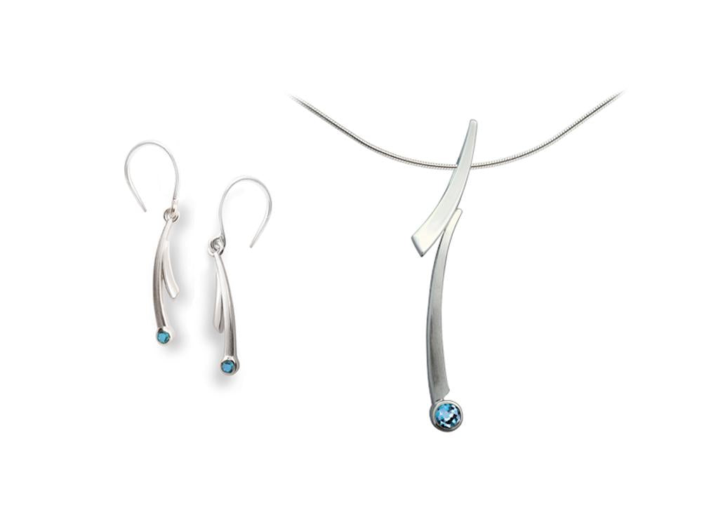 Blue Topaz and Iolite jewelry set in sterling silver - view 2