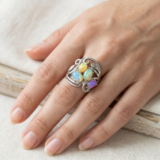 Opal ring in sterling silver by Joryel Vera, style R7261