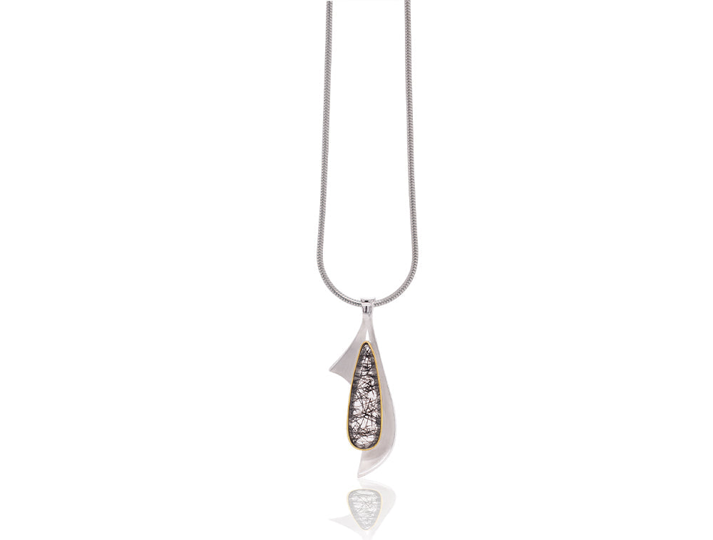 P7359 BLACK TOURMALATED QUARTZ PENDANT - view 2