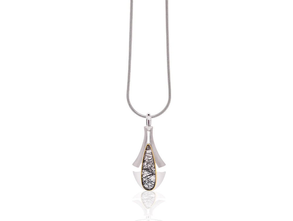 Tourmalated Quartz pendant in sterling silver, style P7344 - view 2