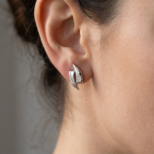 Contemporary Silver Earrings in 925 Sterling Silver | E2664