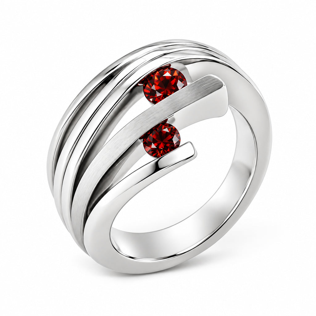 Garnet and London Blue Topaz ring in sterling silver, style R4207