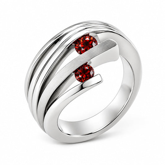 Garnet and London Blue Topaz ring in sterling silver, style R4207