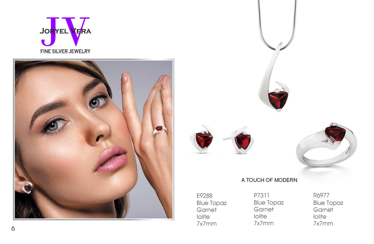 Blue Topaz and Iolite jewelry set in sterling silver, style SET155
