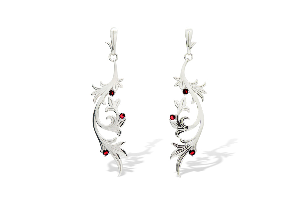 Garnet and Iolite earrings in sterling silver, style E9305 - view 2