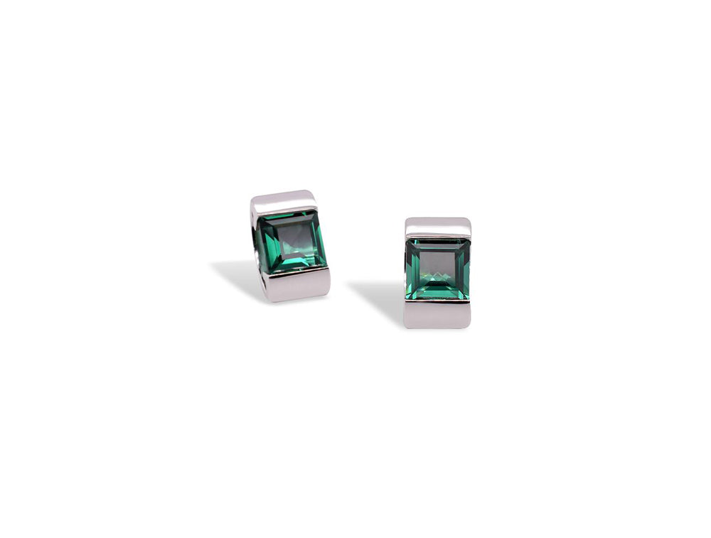 Blue Topaz and Green Quartz earrings in sterling silver, style E4086 - view 2