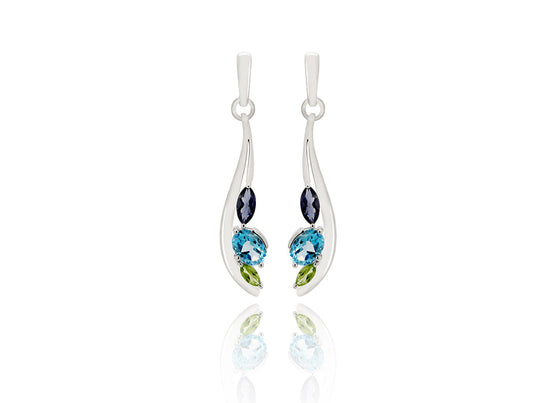 Multi Color Gemstone Earring E9898 - E9898 Iolite / Peridot / Blue Topaz - Earring