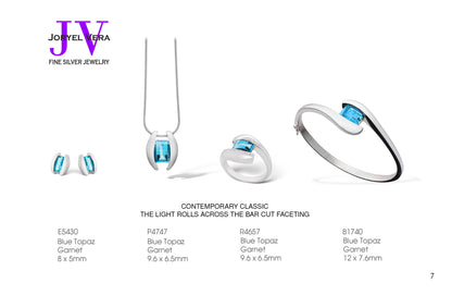 Blue Topaz and Garnet jewelry set in sterling silver