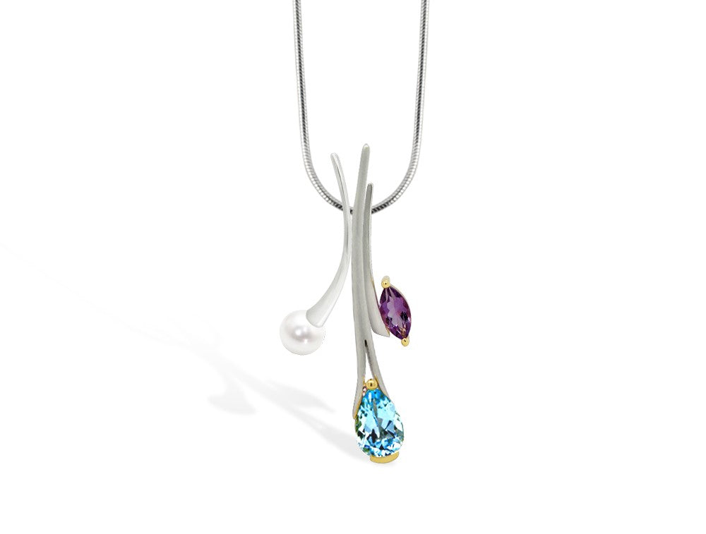 Amethyst and Blue Topaz pendant in sterling silver, style SET163 - view 8