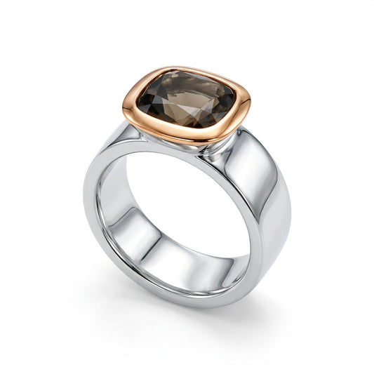 Faceted Cushion Cut Gemstone Ring | R4052