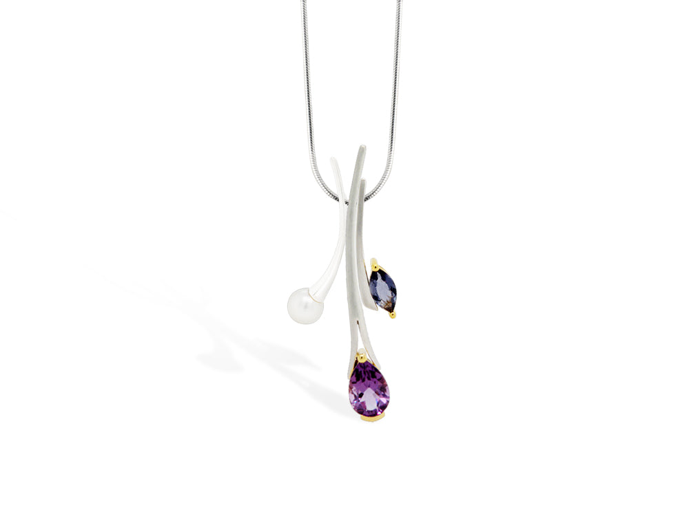 Amethyst and Blue Topaz pendant in sterling silver, style SET163 - view 2