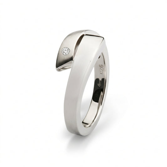 Sapphire and Diamond earrings in sterling silver, style R2834 - view 2