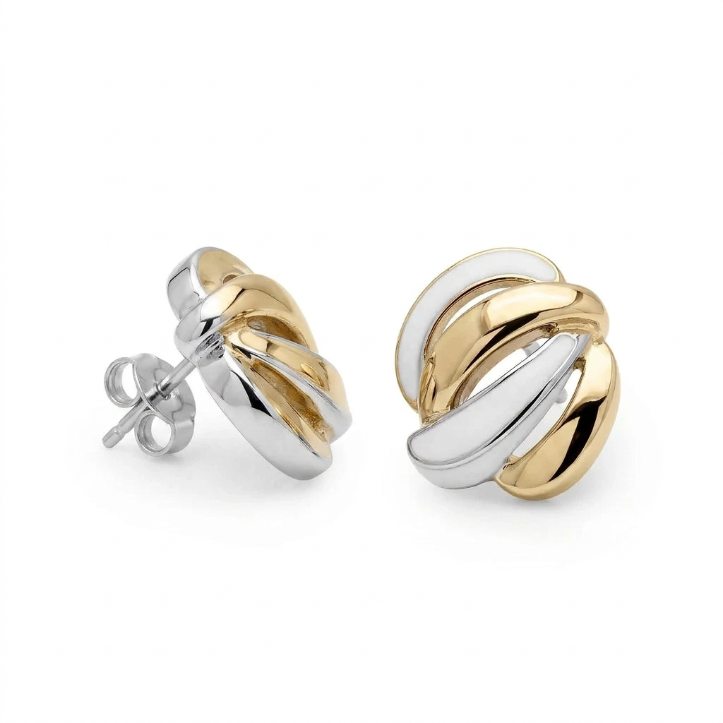 Two Tone Silver Earrings in 925 Sterling Silver | E5637
