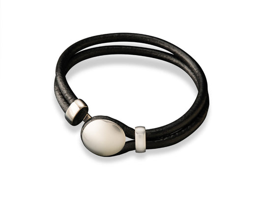 Silver & Leather Bracelet B2005 - Cuflinks