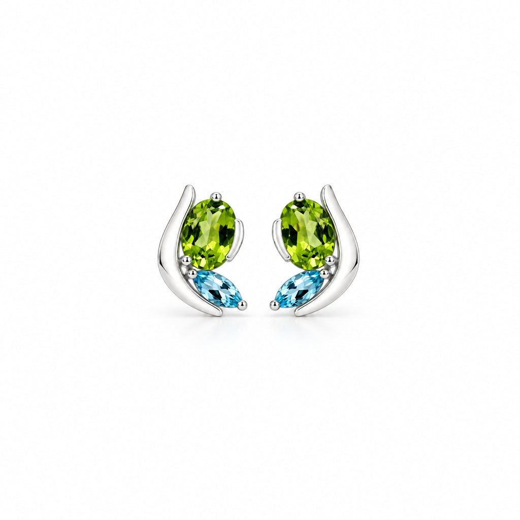 Blue Topaz and Sky Blue Topaz earrings in sterling silver, style E9897