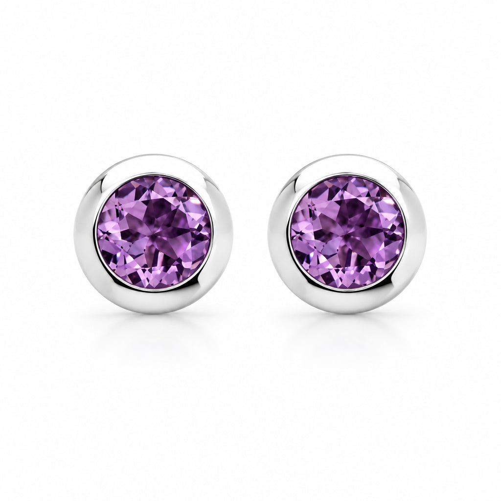 Amethyst and Blue Topaz earrings in sterling silver, style E3136 - view 5