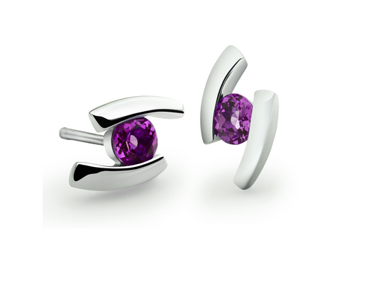 Amethyst and Blue Topaz earrings in sterling silver, style E3059 - view 3