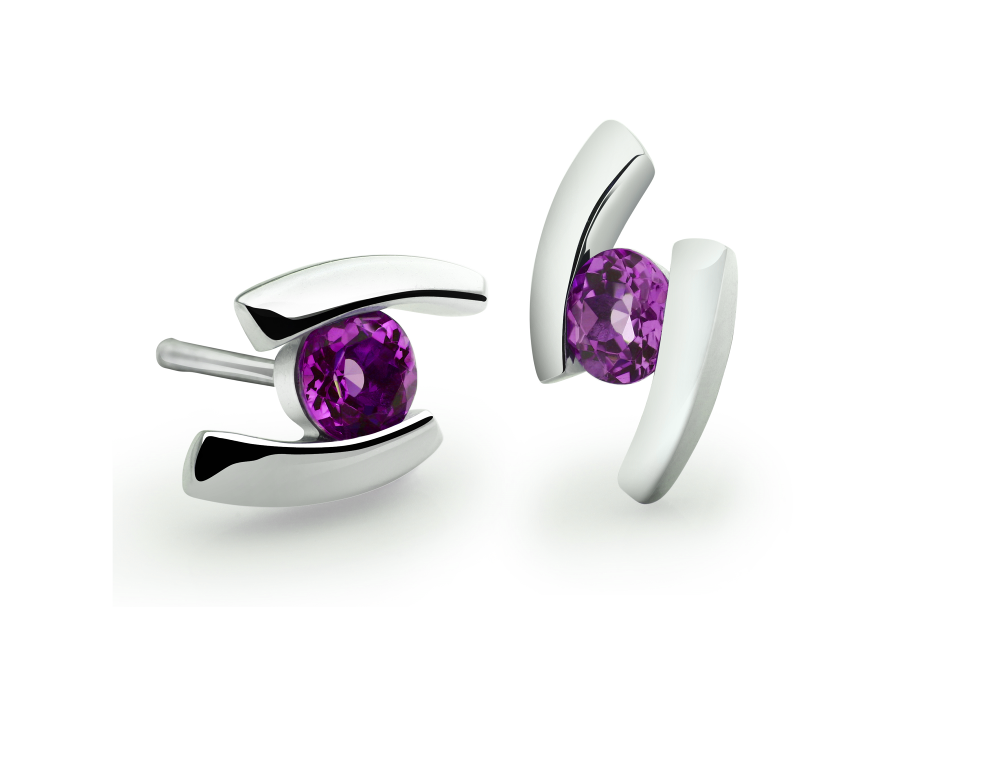 Amethyst and Blue Topaz earrings in sterling silver by Joryel Vera, style E3059 - view 3