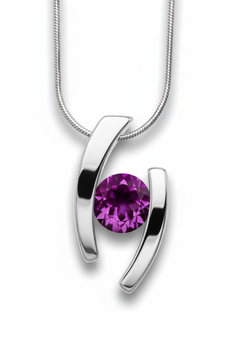 Amethyst and Blue Topaz pendant in sterling silver, style P2691 - view 3
