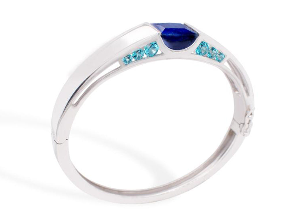 Blue Topaz and Green Quartz bracelet in sterling silver, style B2028