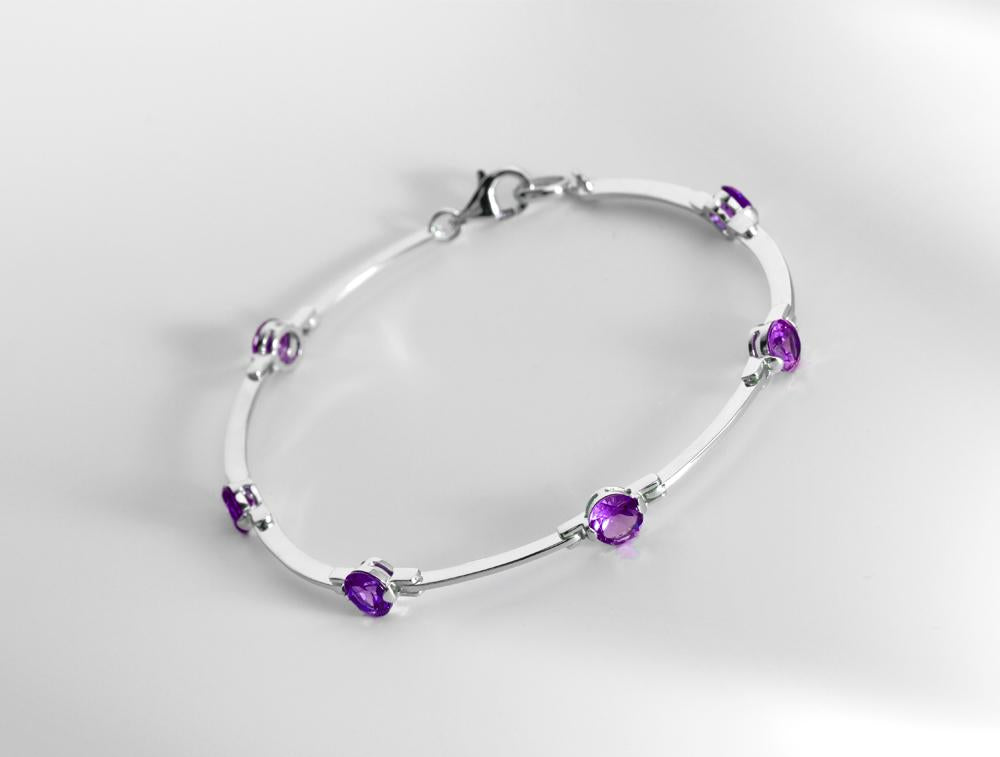 Amethyst and Blue Topaz bracelet in sterling silver by Joryel Vera, style B1111 - view 9
