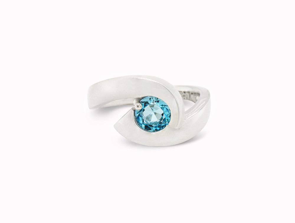 Amethyst and Blue Topaz ring in sterling silver, style R6997 - view 2