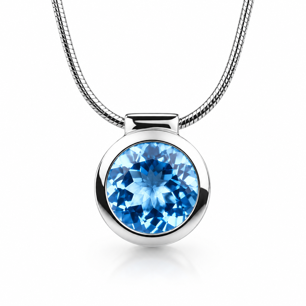 Blue Topaz and Green Amethyst pendant in sterling silver, style P2760