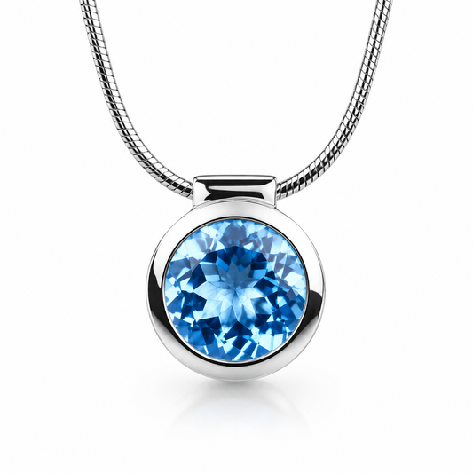 Blue Topaz and Green Amethyst pendant in sterling silver, style P2760
