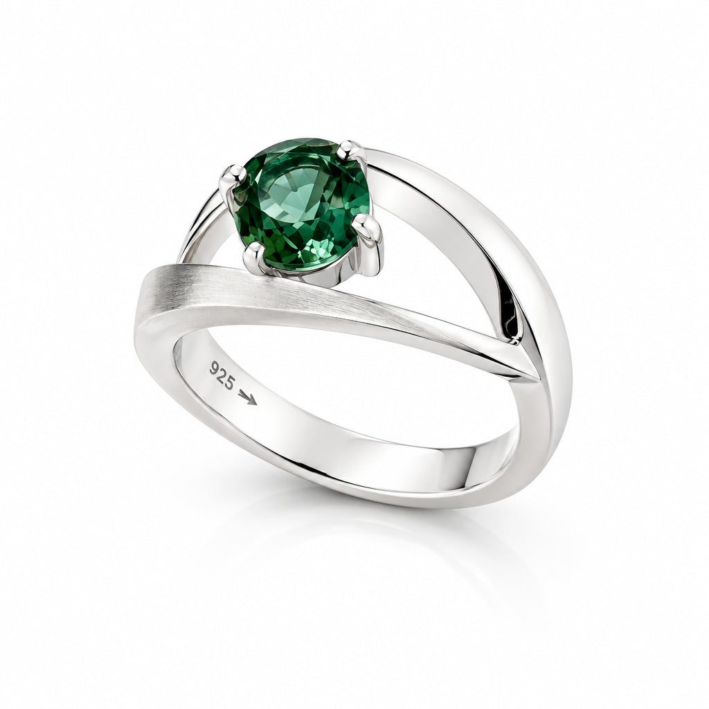 Amethyst and Blue Topaz ring in sterling silver, style R6986 - view 4