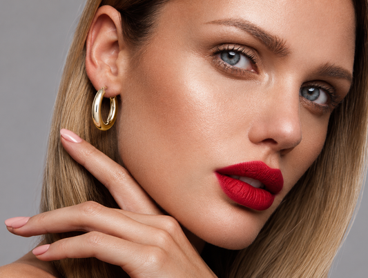 Round Hoop Earrings in 14K Gold Plated Sterling Silver | E10955