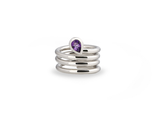 Spiral Gemstone Ring R4051Ss - R4051 Amethyst - Ring