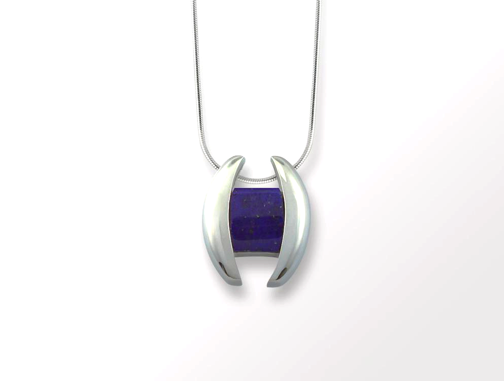 Blue Topaz and Garnet pendant in sterling silver, style P4747 - view 3