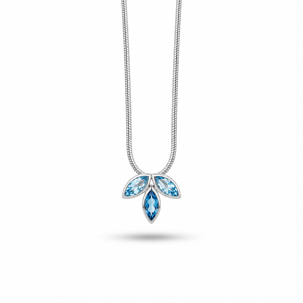 Sky Blue Topaz and Swiss Blue Topaz pendant in sterling silver, style P3842