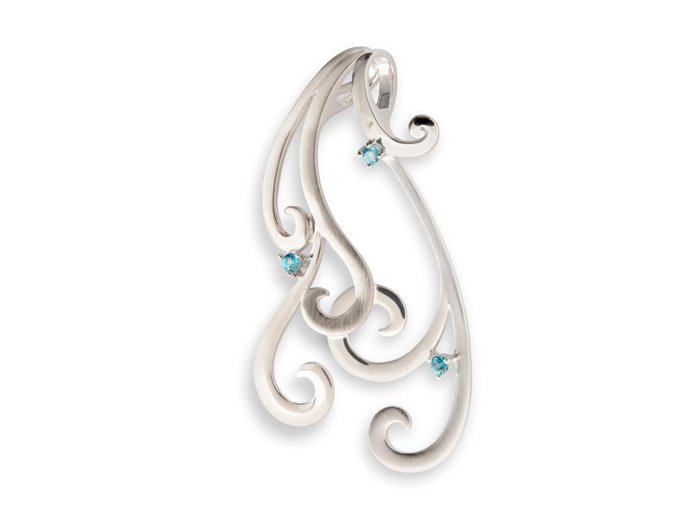 Blue Topaz and White Topaz pendant in sterling silver, style P6492 - view 4