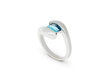 Blue Topaz and Garnet ring in sterling silver, style R4657