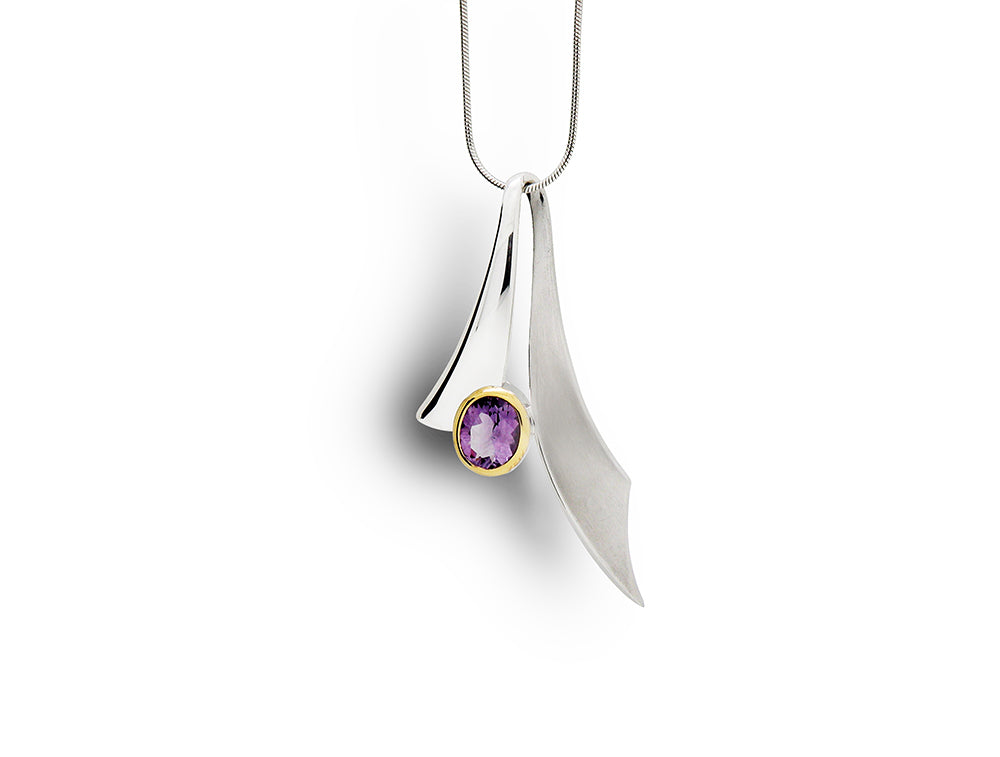Amethyst and Blue Topaz pendant in sterling silver, style P6122