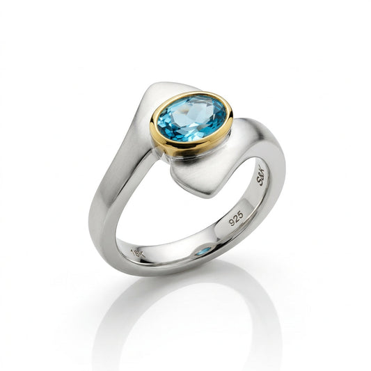 Amethyst and Blue Topaz ring in sterling silver by Joryel Vera, style R6998 - view 4