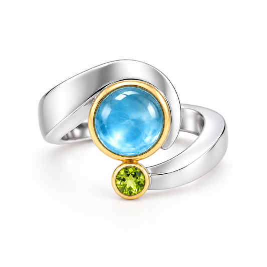 Cabochon Gemstone Ring in 925 Sterling Silver