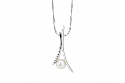 Cultured Pearl pendant in sterling silver, style P7331