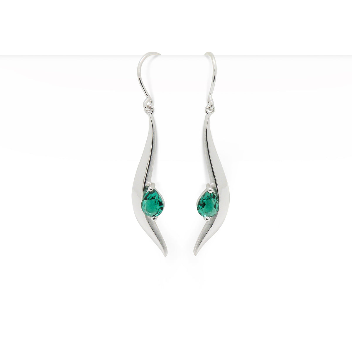 Garnet and Green Quartz earrings in sterling silver, style E9307 - view 2