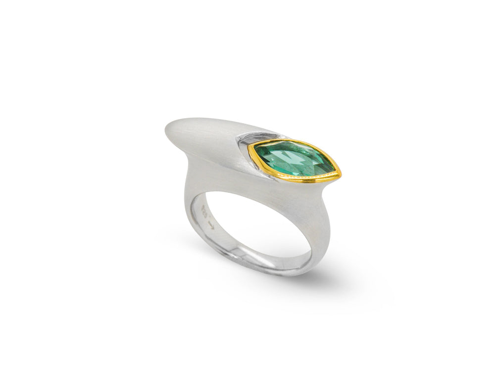 Blue Topaz and Green Quartz ring in sterling silver, style R4992 - view 2