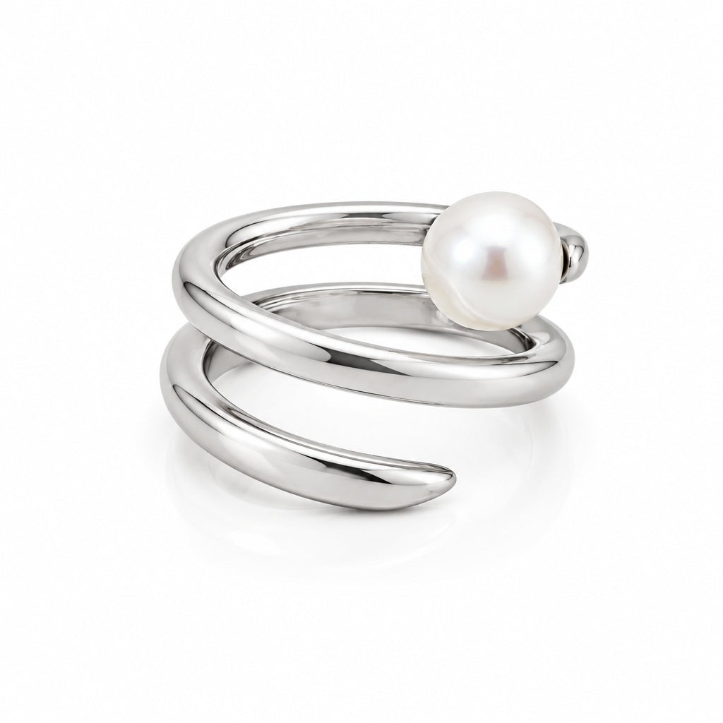 Cultured Pearl ring in sterling silver, style R3968 - view 2