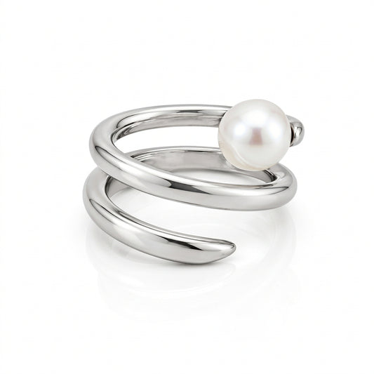 Cultured Pearl ring in sterling silver by Joryel Vera, style R3968 - view 2