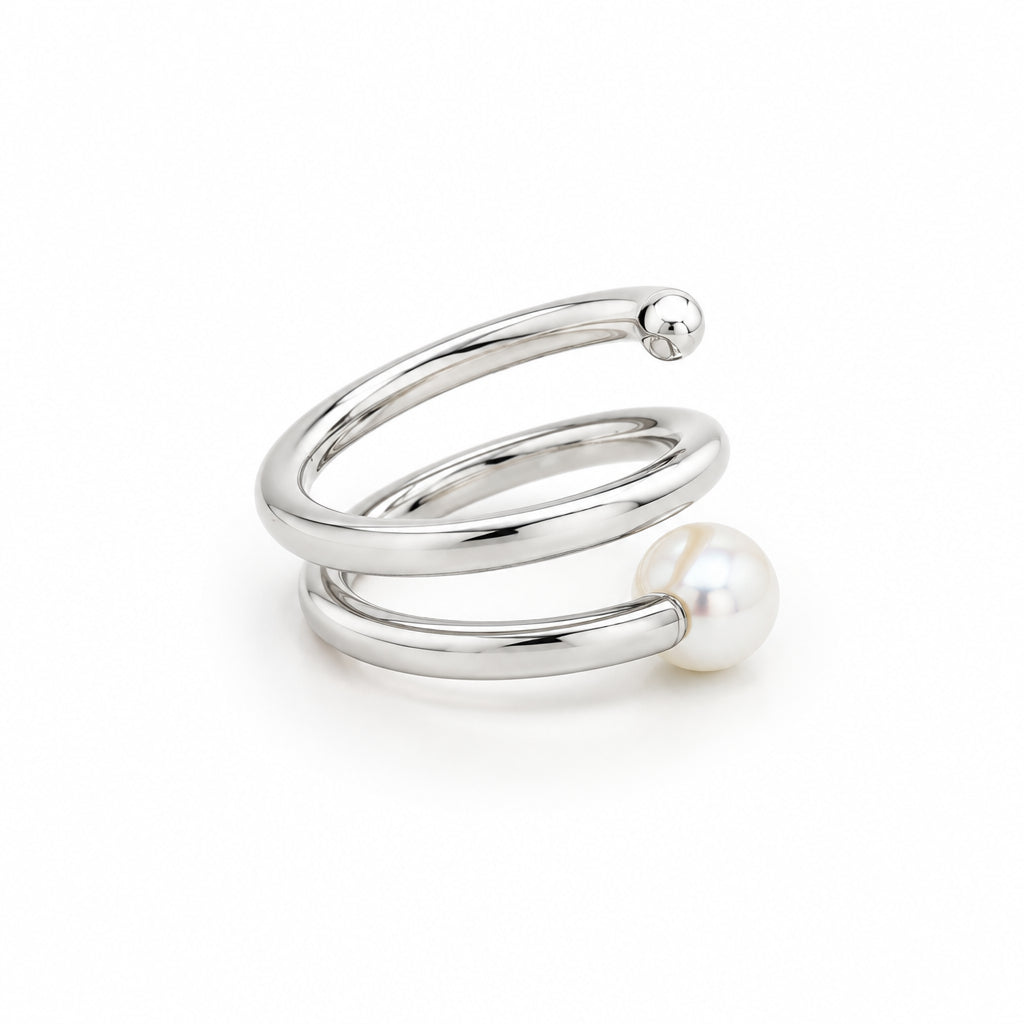Cultured Pearl ring in sterling silver, style R3968 - view 3