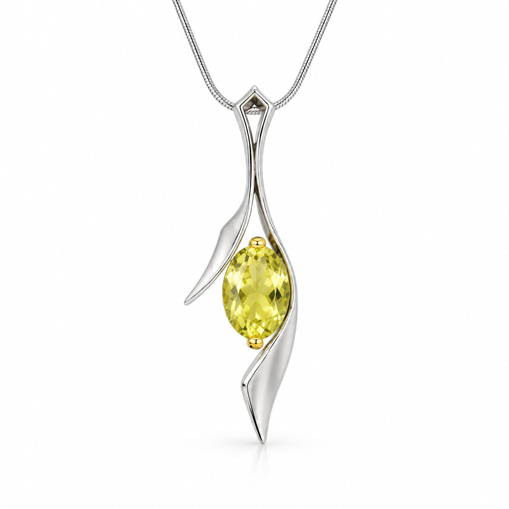 Amethyst and Clear Quartz pendant in sterling silver, style P6903 - view 3